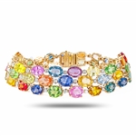 App: $41,290 44.57ctw MultiColor Sapphire and 0.74ctw Diamond 14K Yellow Gold Bracelet (Vault_R50) 