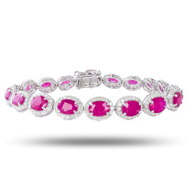 App: $39,874 14.90ctw BURMESE Ruby and 3.91ctw Diamond Platinum Bracelet (GIA CERTIFIED) (Vault_R50) 