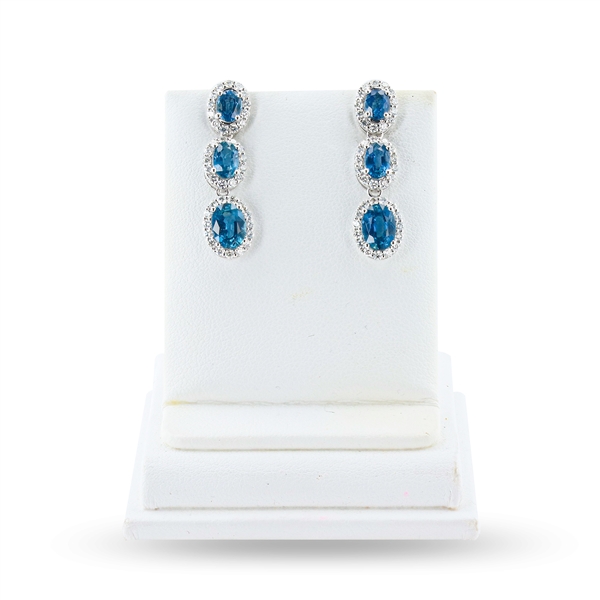 App: $10,590 4.34ctw Blue Sapphire and 0.86ctw Diamond 14K White Gold Earrings (Vault_R50) 