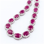 App: $82,285 32.18ctw BURMESE Ruby and 7.08ctw Diamond Platinum Necklace (GIA CERTIFIED) (Vault_R50) 