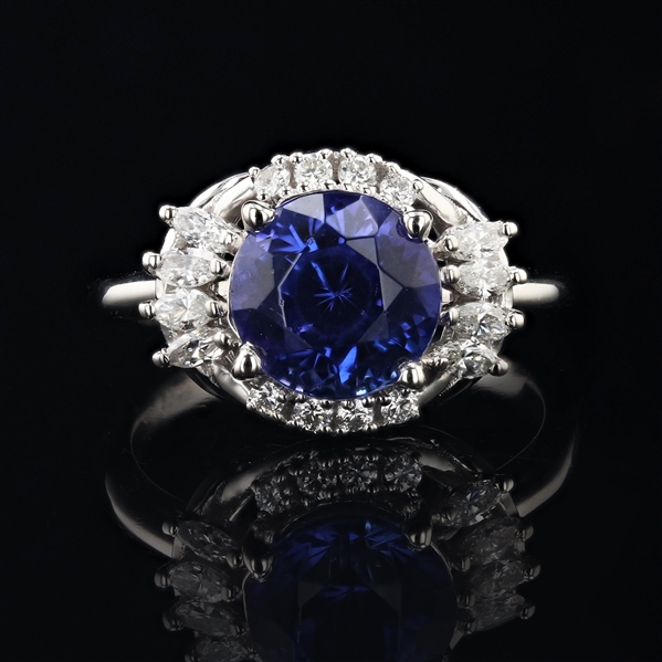 App: $9,855 2.84ct Tanzanite and 0.37ctw Diamond Platinum Ring (Vault_R50) 