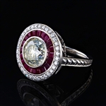 App: $52,600 3.18ct CENTER Diamond and 1.66ctw Ruby 18K White Gold Ring (3.64ctw Diamonds) (Vault_R50) 