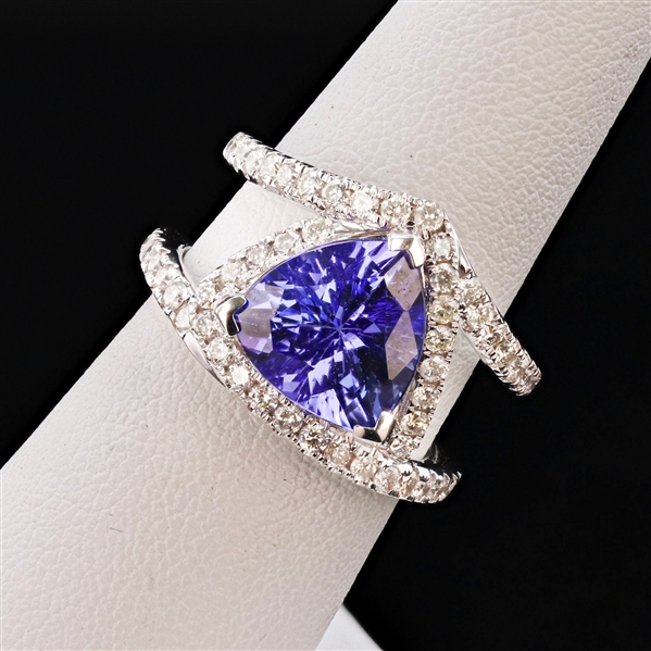 App: $19,820 4.02ct Tanzanite and 0.84ctw Diamond 18K White Gold Ring (Vault_R50) 