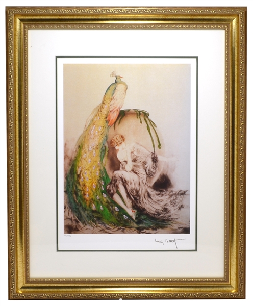 Louis Icart (Peacock) - Museum Framed Print  29H x 25W