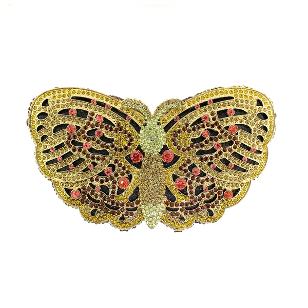 Gold Majestic Butterfly Christal Couture Designer Swarovski Crystal Elements Handbag! (Vault_I)