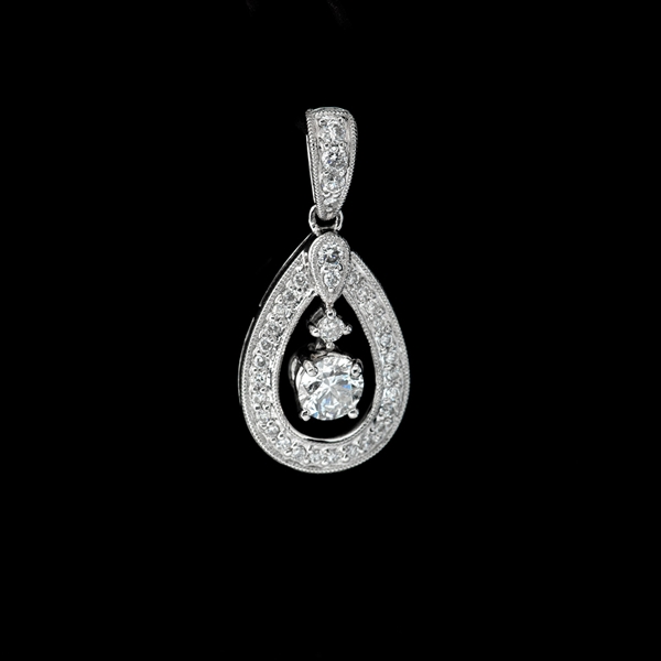 18KT White Gold, 0.56CT Round Brilliant Cut Diamond Pendant (VGN B-144)