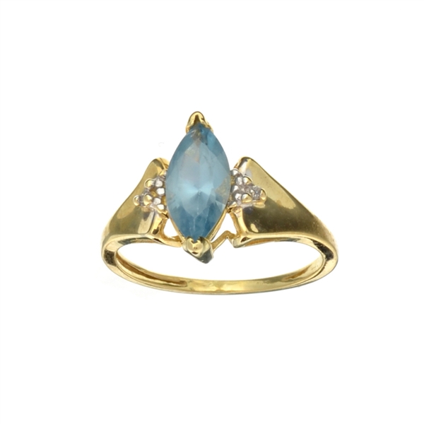 10kt. Yellow/White Gold, 1.10CT Blue Topaz And Diamond Ring 