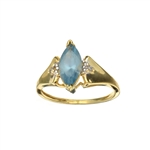 10kt. Yellow/White Gold, 1.10CT Blue Topaz And Diamond Ring 