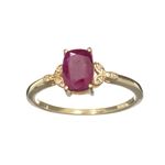 14KT. Gold, 1.11CT Lab Created Ruby And Diamond Ring