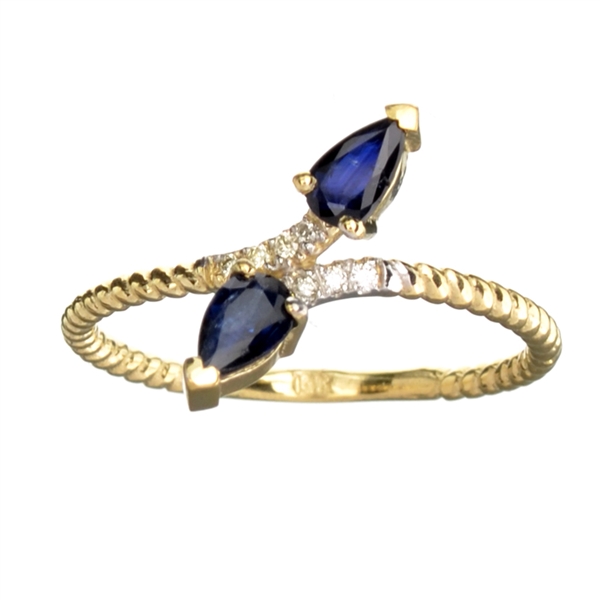 14KT. Gold, 0.53CT Blue Sapphire And Diamond Ring