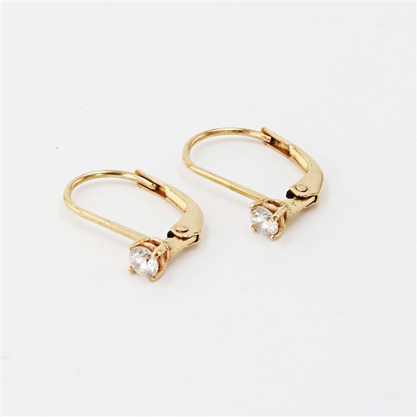 14K Yellow Gold 0.42CT Diamond Dangle Earrings -PNR-