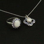 Opal Ring size 6 and Pearl Pendant Sterling Silver Collection 