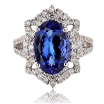 5.00ct Tanzanite and 1.32ctw Diamond Platinum Ring (Vault_R51) 