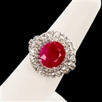 6.48ct BURMESE Ruby and 2.36ctw Diamond 14K White Gold Ring (GIA CERTIFIED) (Vault_R51) 