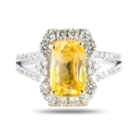 3.96ct UNHEATED Yellow Sapphire and 0.73ctw Diamond 18K White and Yellow Gold Ring (GIA CERTIFIED) (Vault_R51) 