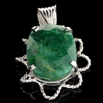 52.16CT Oval Cut Green Beryl and Sterling Silver Pendant