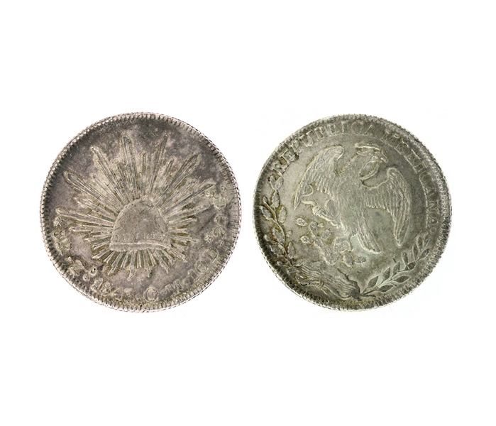 1845 8 Reale Mexican "Cap and Rays" 0.902 Purity Silver Coin