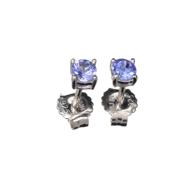 0.50CT Round Cut Tanzanite And Platinum Over Sterling Silver Earrings