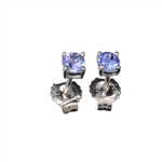 0.50CT Round Cut Tanzanite And Platinum Over Sterling Silver Earrings