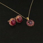 Ruby Earrings and Pendant Sterling Silver Collection 