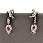 Platinum 0.54CT Pink Spinel and 1.50ctw Diamonds in Antique Earrings -PNR-