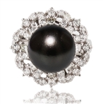 App: $7,600 12.40mm South Sea Pearl and 1.25ctw Diamond Platinum Ring (Vault_RR01) 