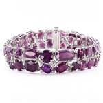 82.39ctw UNHEATED Pinkish Purple Kashmir Sapphire and 1.72ctw Diamond Platinum Bracelet (GIA CERTIFIED) (Vault_R51) 