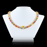 59.17ctw MultiColor Sapphire and 6.27ctw Diamond 14K Yellow Gold Necklace (Vault_R51) 