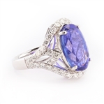 12.46ct Tanzanite and 1.47ctw Diamond Platinum Ring (GIA CERTIFIED) (Vault_R51) 