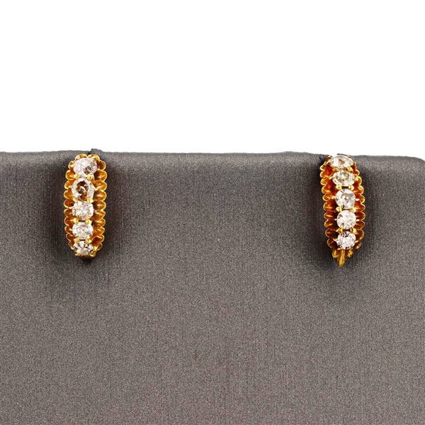 14K Yellow Gold 0.87CT Diamond Earrings -PNR-