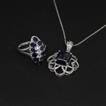 Sapphire Ring Size 6 and Pendant Sterling Silver Collection 