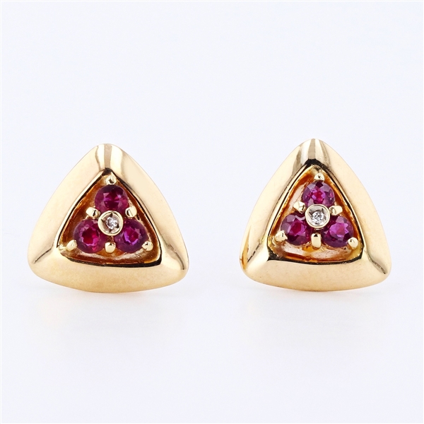 14K White Gold 0.50CT Ruby and Diamond Earrings -PNR-