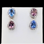 App: $15,957 5.71ctw Blue and Purplish Pink Sapphire and 0.91ctw Diamond 18K White Gold Earrings (Vault_RR01) 