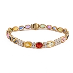 17.11ctw Multi-Color Sapphire and 0.73ctw Diamond 14K Yellow Gold Bracelet (Vault_R51) 