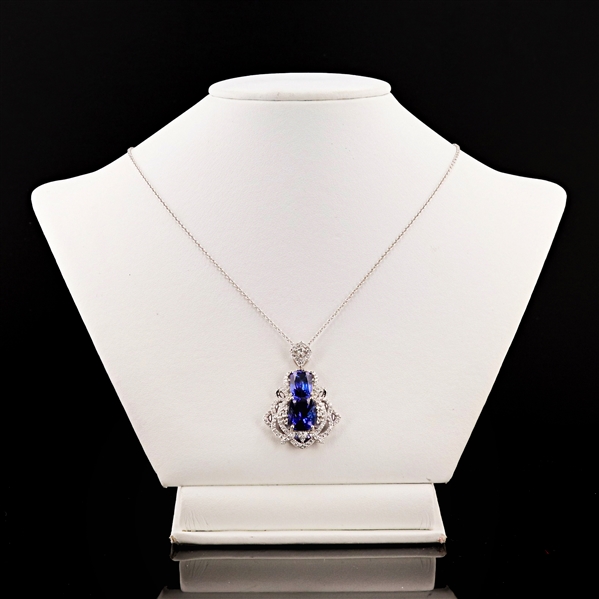 8.88ct Tanzanite and 1.35ctw Diamond Platinum Pendant (Vault_R51) 