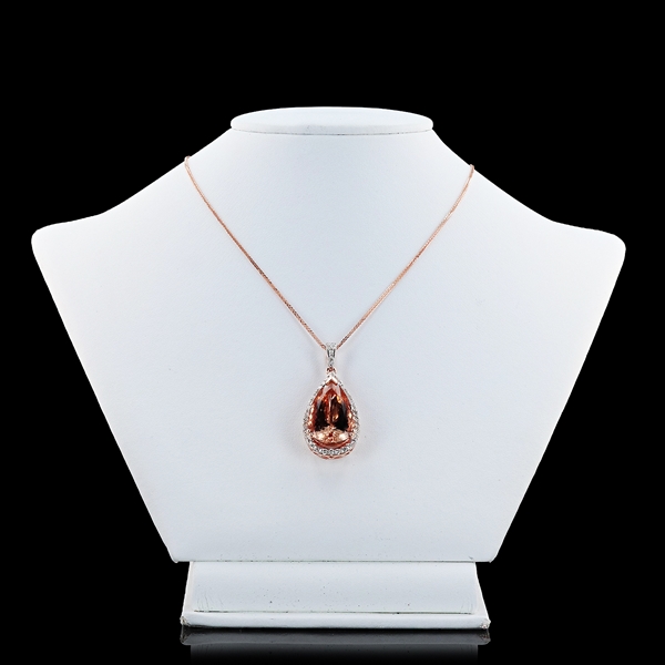 14.80ct Morganite and 0.98ctw Diamond 14K Rose Gold Pendant (Vault_R51) 