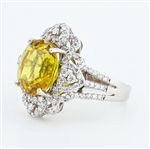 7.68ct Yellow Sapphire and 0.90ctw Diamond Platinum Ring (Vault_R51) 