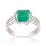 1.59ct Emerald and 0.39ctw Diamond Platinum Ring (Vault_R51) 