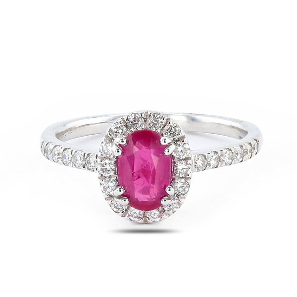 1.06ct UNHEATED Ruby and 0.38ctw Diamond Platinum Ring (GIA CERTIFIED) (Vault_R51) 