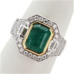 2.99ct Emerald and 0.89ctw Diamond 18K White and Yellow Gold Ring (Vault_R51) 