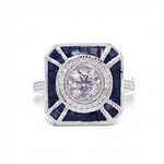 0.81ct Diamond and 1.43ctw Blue Sapphire 18K White Gold Ring (0.96ctw Diamonds) (Vault_R51) 