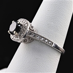 1.24ct CENTER Black Diamond 14K White Gold Ring (1.60ctw Diamonds) (Vault_R51) 