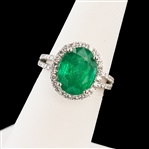 4.90ct Emerald and 0.72ctw Diamond Platinum Ring (Vault_R51) 