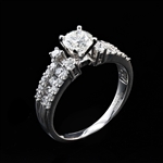 0.75ct H COLOR CENTER Diamond Platinum Ring (1.37ctw Diamonds) (Vault_R51) 