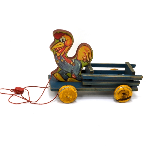 Rooster On Cart with Wheels