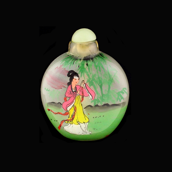 Outstanding Chinese Reverse Painted Perfume Bottle Tantalizing Quality!