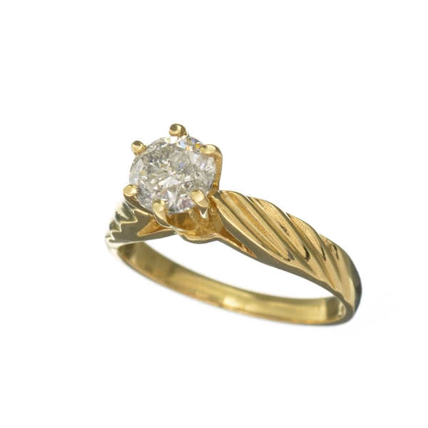 14KT. Gold, 1.10CT Round Cut Diamond Ring