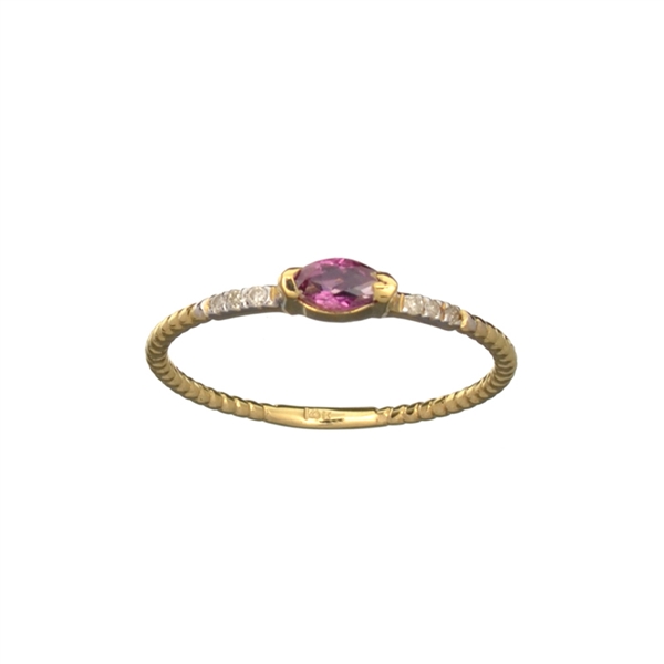 14KT. Gold, 0.20CT Red Ruby And Diamond Ring