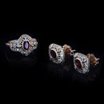 14KT Yellow Gold 2.00CT Garnet and Diamond Set -PNR-