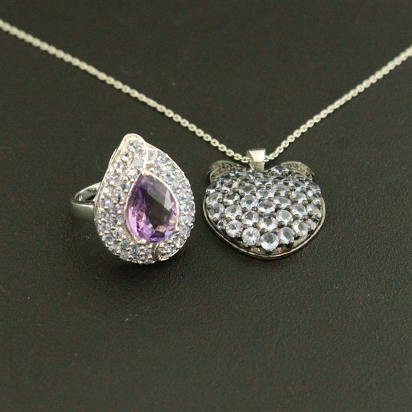 Tanzanite Ring size 6 and Pendant Sterling Silver Collection 